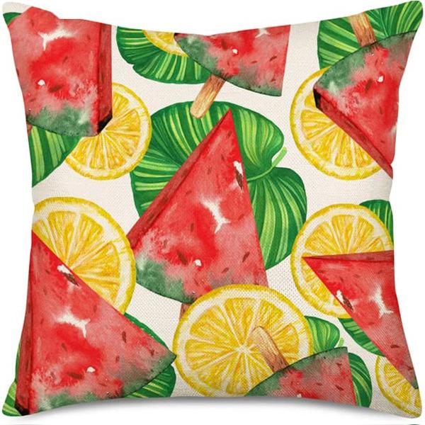 Nowa Nordycka Poszewka na Poduszkę z Lnu - Letni Nadruk Owocowy Poszewka na Poduszkę na Sofę