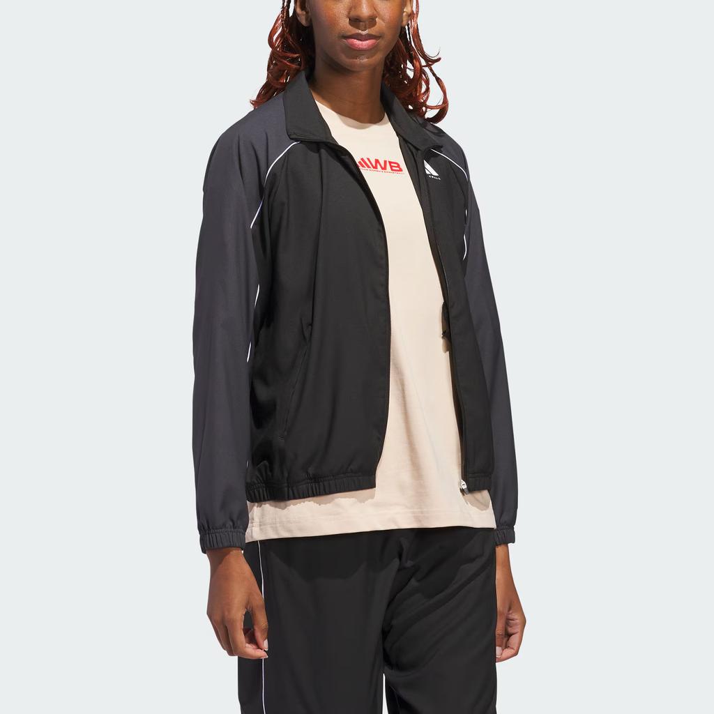 Adidas Select Woven Logo Quick-Dry Cool Basketball Raglan Collar Sports Jacket Women Jackets Black Carbon-Black JL6463