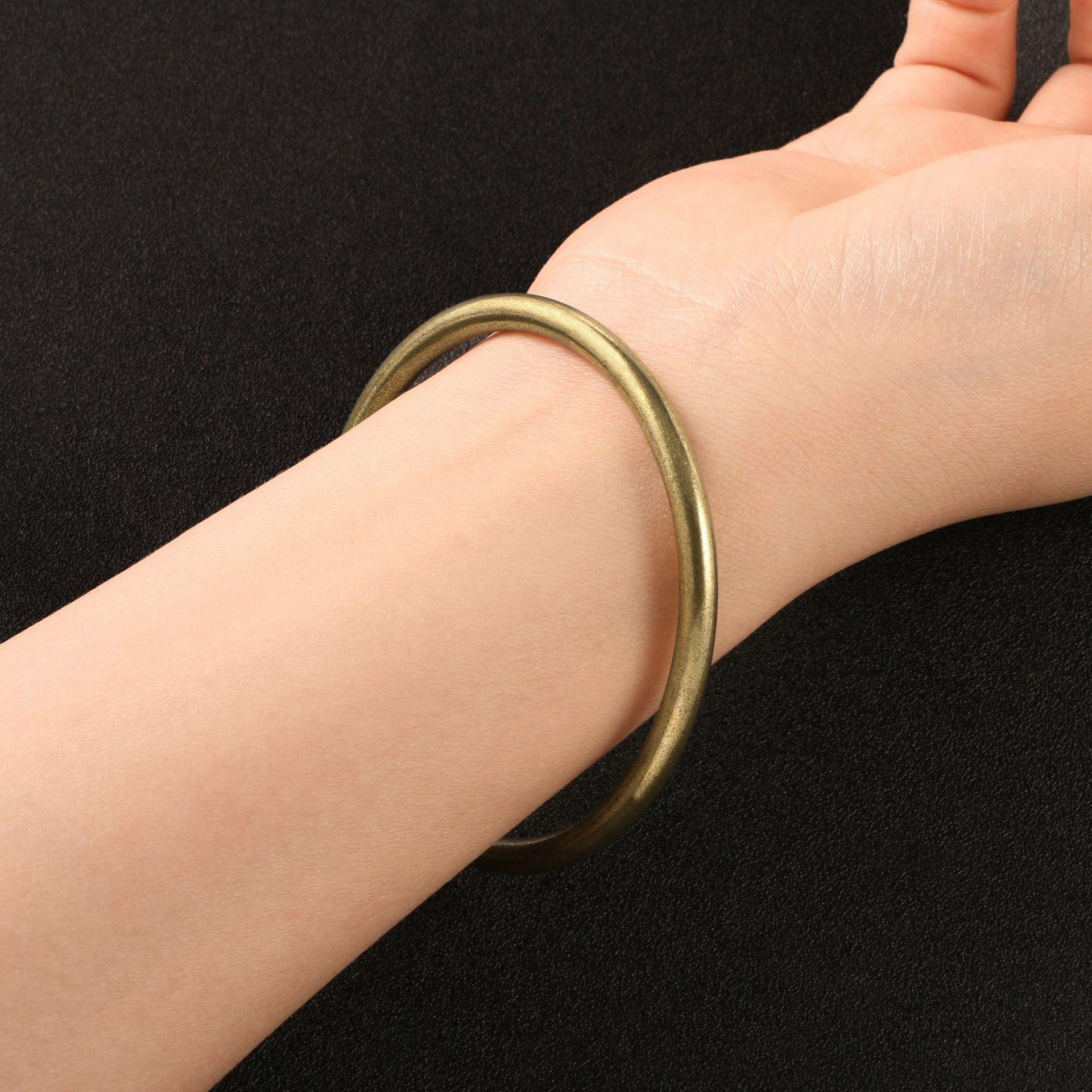 

[Handmade Brass Traditional Craft Bangle Raw Blank Vintage Round Stick Bracelet Classic Fashion Versatile]