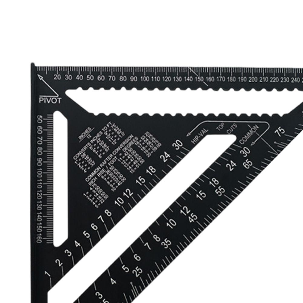 12 Inch Triangle Ruler Aluminum Alloy Metric Angle Ruler High Precision Measuring Square Ruler for Woodworking Carpentry