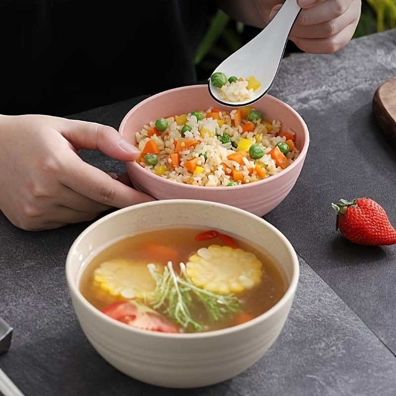 4Pcs Wheat Straw Bowl Set Unbreakable Plastic Bowls Fruit Salad Bowl Microwave Dishwasher Safe Home Kitchen Daily Use
