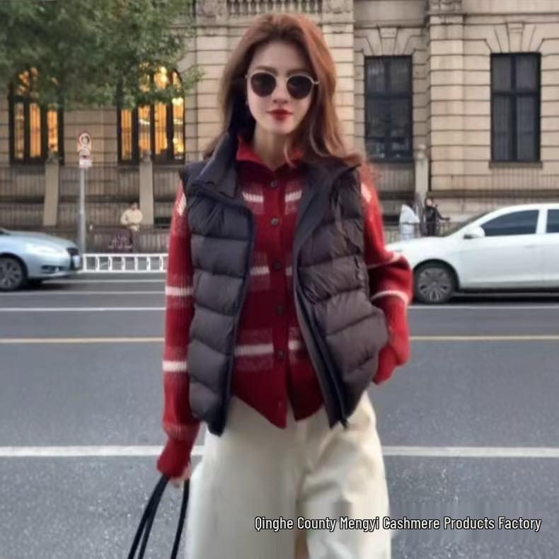 Red Striped Wool Cardigan - European Style, 2026 Year of the Horse Zodiac Knit Sweater Coat.
