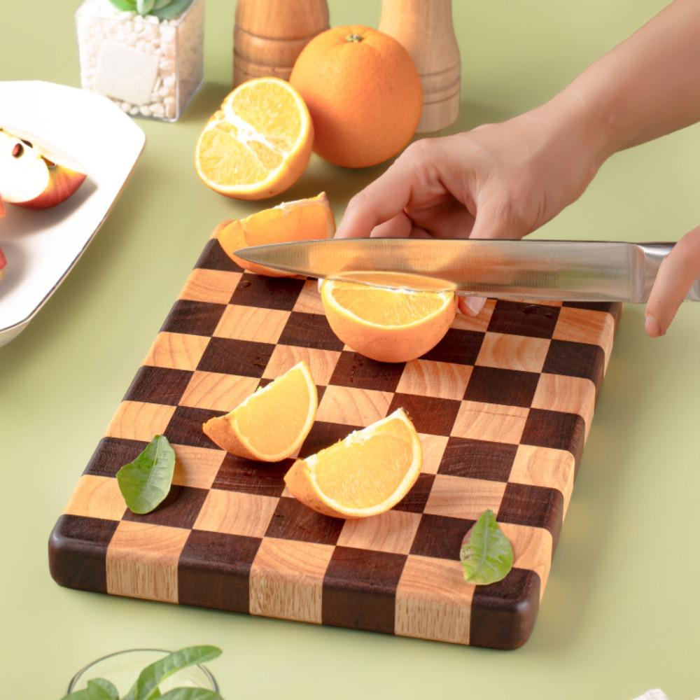 Solid Wood Checkerboard Cutting Board Splicing Color Fruits Tray Chopping Block  Baby Food