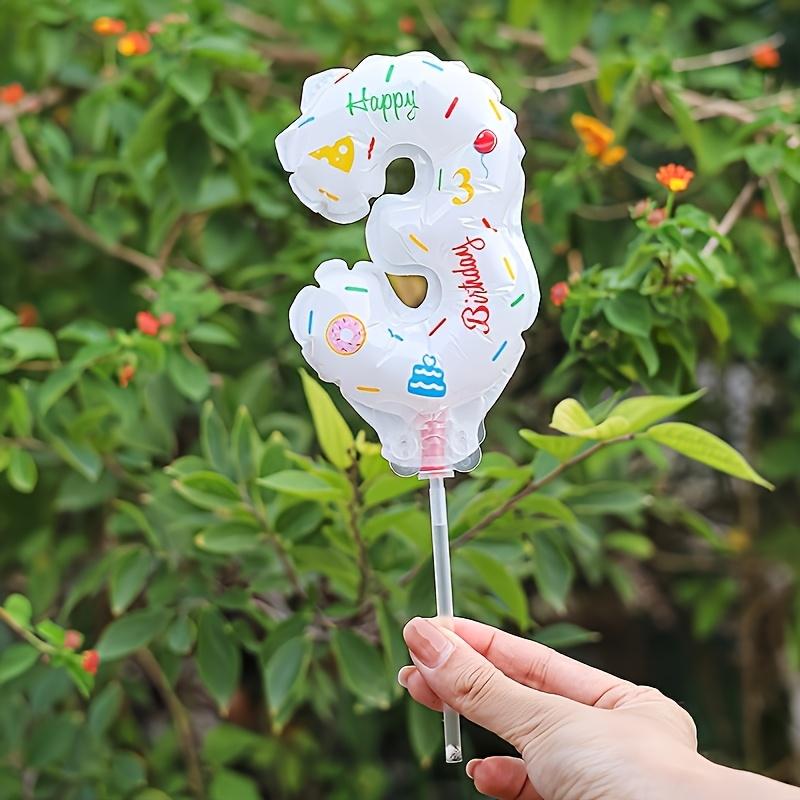 1pc Cake-Decorated Digital Balloon, for Bathing, Cake Decoration, Birthday Festival Number Flag, Handheld Aluminum Film Balloon Group Number Birthday