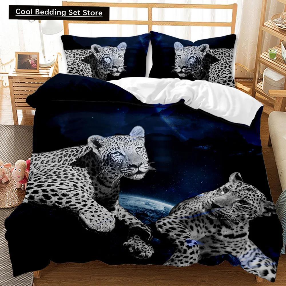 Comforter Leopard Fierce Cheetah Bedding Set Moon Viewing Wild Animal Printed Double Queen King Size Polyester