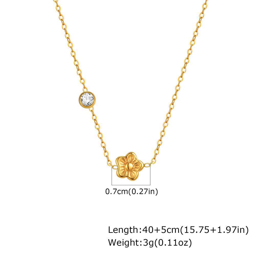 Vnox Women's Exquisite Butterfly Necklace With Single,Zircon Stainless Steel Flower Heart Pendant,18k Gold Plated Neck Jewelry