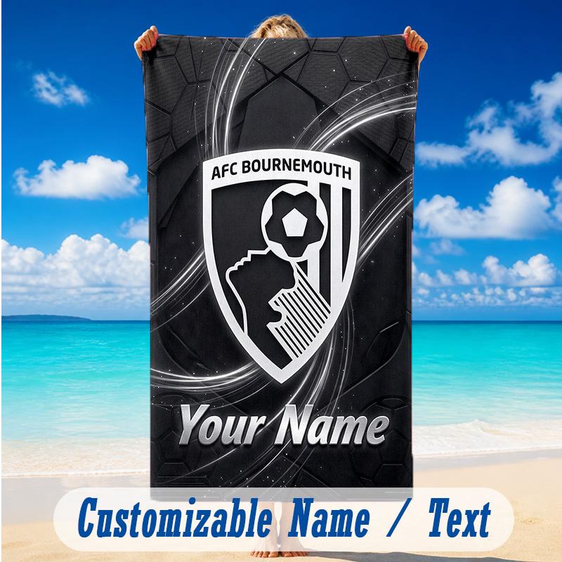 Beach Towel Custom Name Text, Quick Dry Large Towel For Beach HomeBournemouth Football