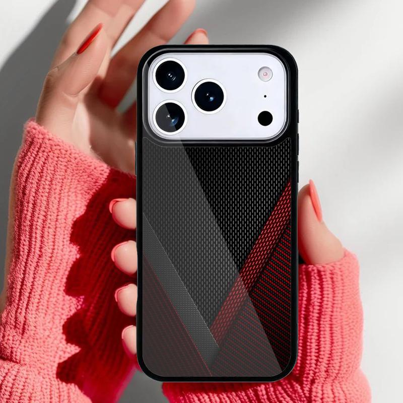 Carbon Fibre Effect Pattern Phone Case for iPhone 17 16 15 14 13 Pro Max Back Cover for 12 11 Pro Coque