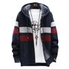 2024 Men's Colorblock Hooded Cardigan: Plus Velvet, Slim Fit, Trendy Plus Size Coat