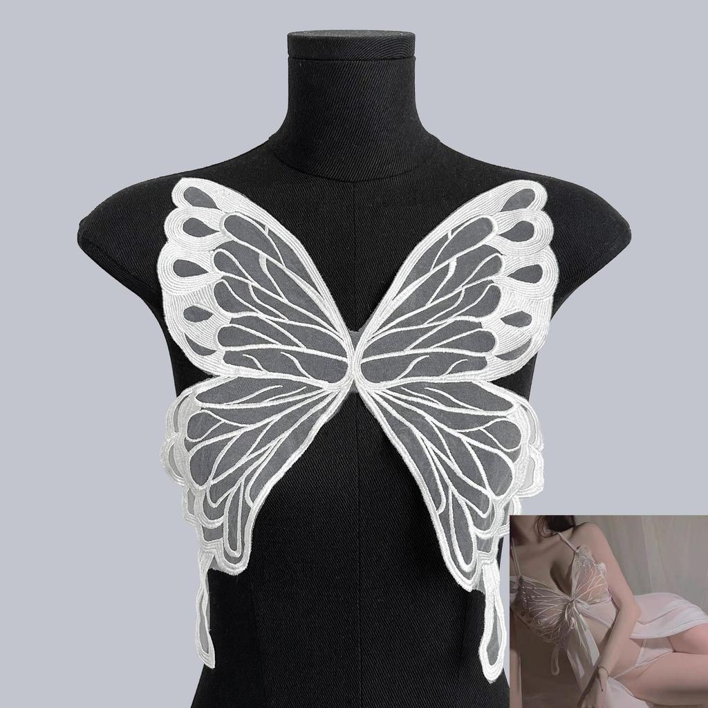 Decal Dress Mesh Perspective Butterfly Wings Pajamas Suspenders Underwear Performance Clothes Decorative Cloth Stickers Accessories