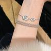 Handmade Delicate Lace Pull-Through Bracelet With Four-Leaf Clover Design Gold White Pearl Stackable Elegant Womens Jewelry