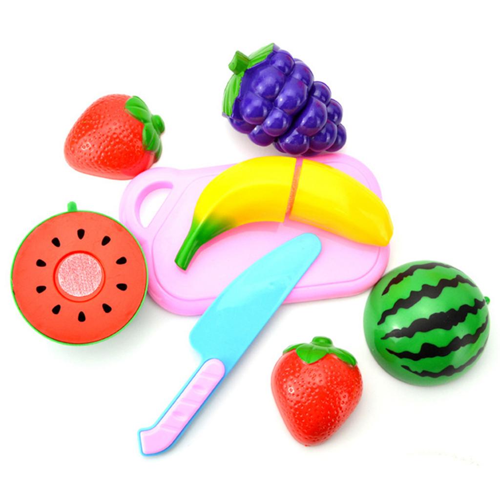 Kids Fruit Cutting Toys Plastic Kitchen Pretend Simulation Fruit Chopping Toy Set for Toddlers