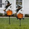 Metal Garden Decorations Halloween Stake, Witch Pumpkin Yard Rust-Proof Outdoor Holiday Decor Decoration for Lawn Patio Porch Pathway, Gift Gardener