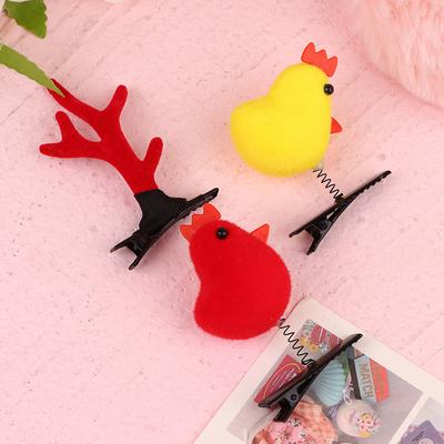 חיות קליפס ברווזן אביזרים כובע מצחיק מצויר ילדים 3D אפרוח צהוב קטן סיכת שיער קטיפתית