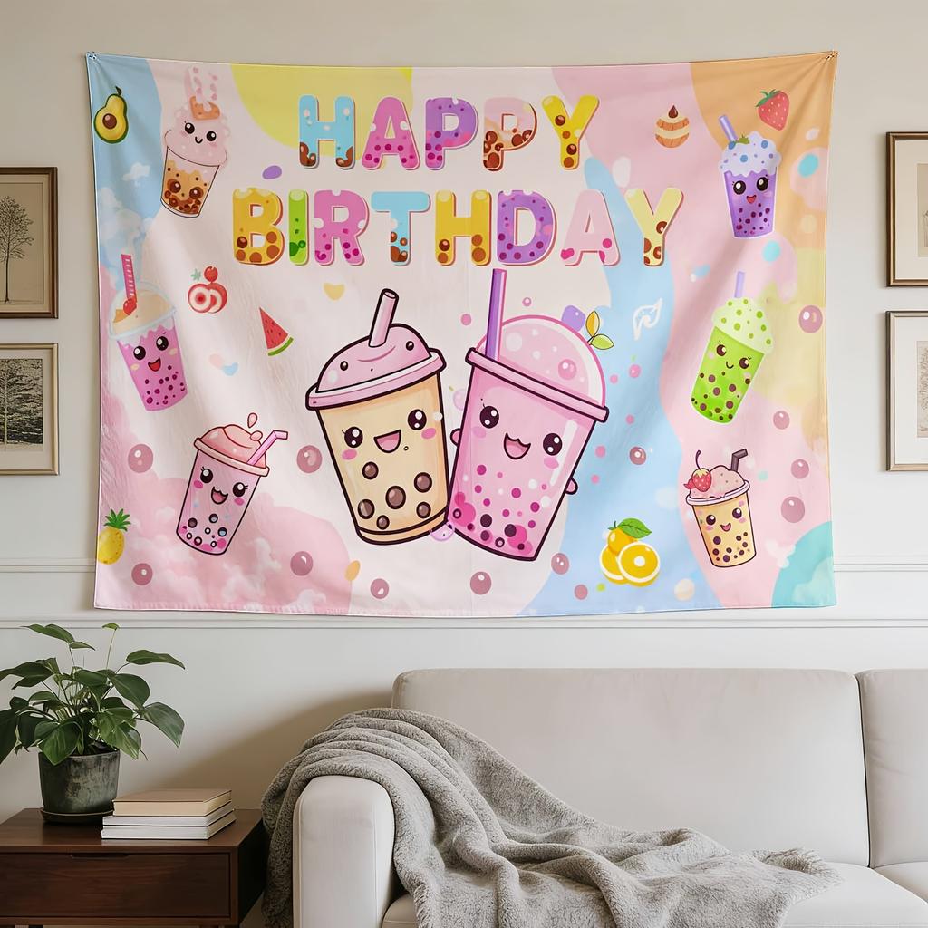 A Stylish Tapestry, Bubble Tea Bash, Perfect for Sprucing Up Wall Decor in Homes, Dorms And Bedrooms
