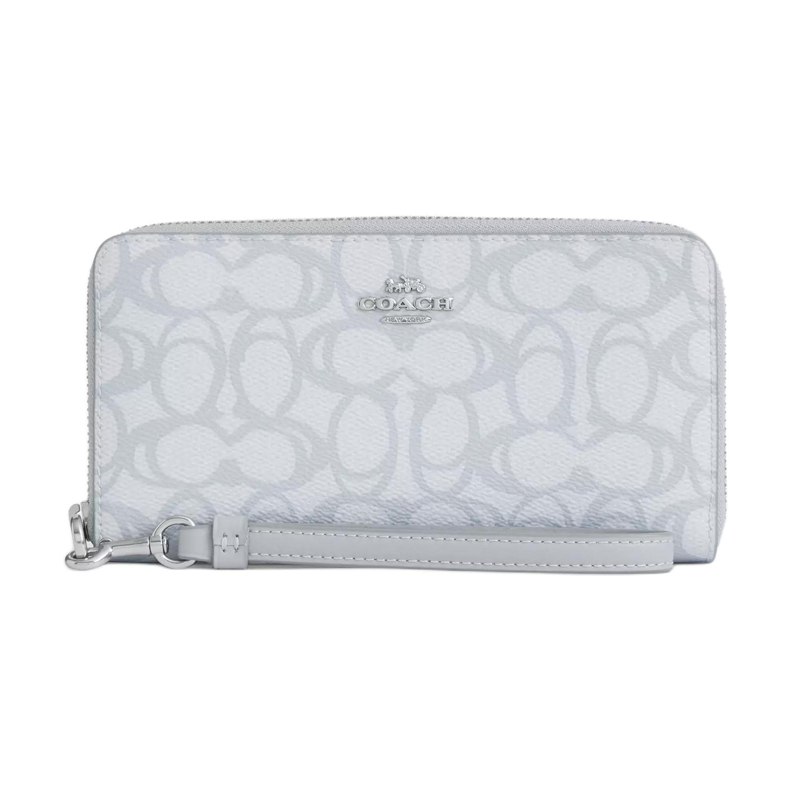 

Coach Zip Around 19 Long Printed Detachable Wrist Strap Coated Canvas Wallet Small Women wallet Ice-Blue CBO02-SVNB9 Ice Blue