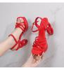 Fashion Women's 12CM Sexy Elevator Sandals - Clear Platform Nightclub Shoes for Fashion Shows Non-Slip Square Toe Car Model