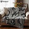 Grayscale Line Flame Texture Soft Flannel Blanket Breathable Warm Throw for Office Car Sofa Kids Room Birthday Xmas Gift