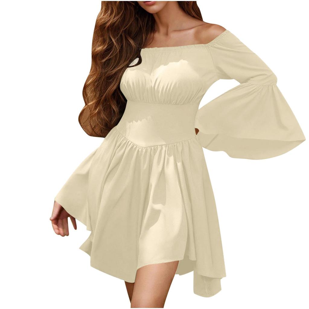 Abito casual da donna alla moda, monospalla, a maniche lunghe, colorato