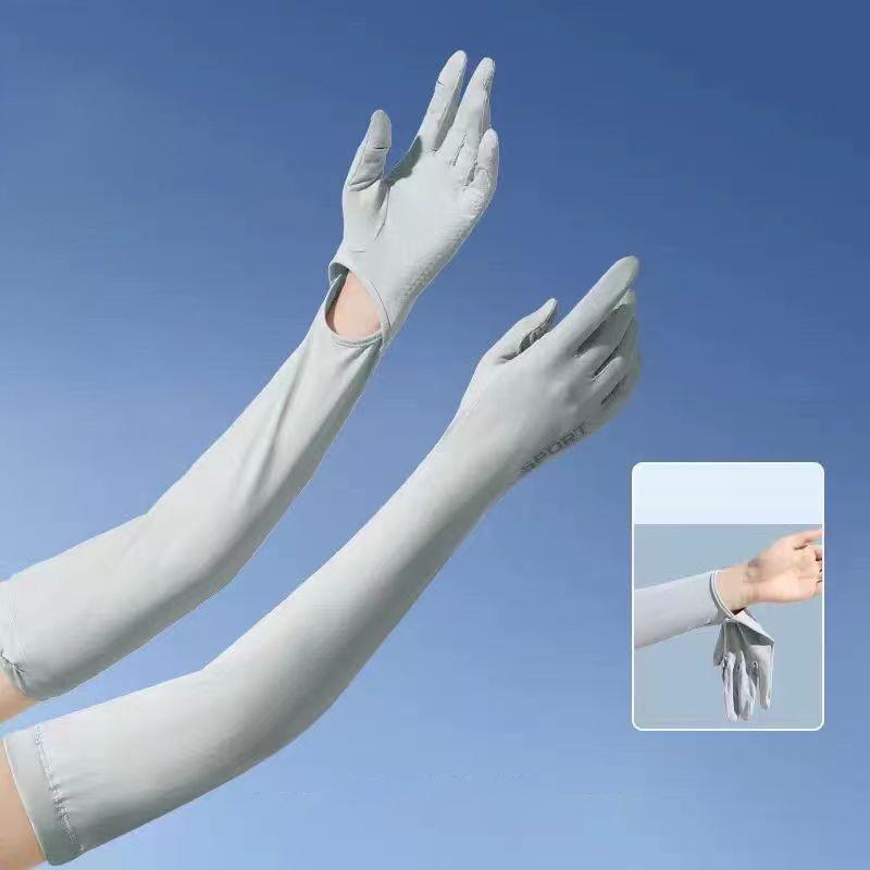 Summer Ice Silk Sun Protection Gloves, Breathable And Lightweight, UV Protection, Suitable For Driving, With Ice Sleeves
