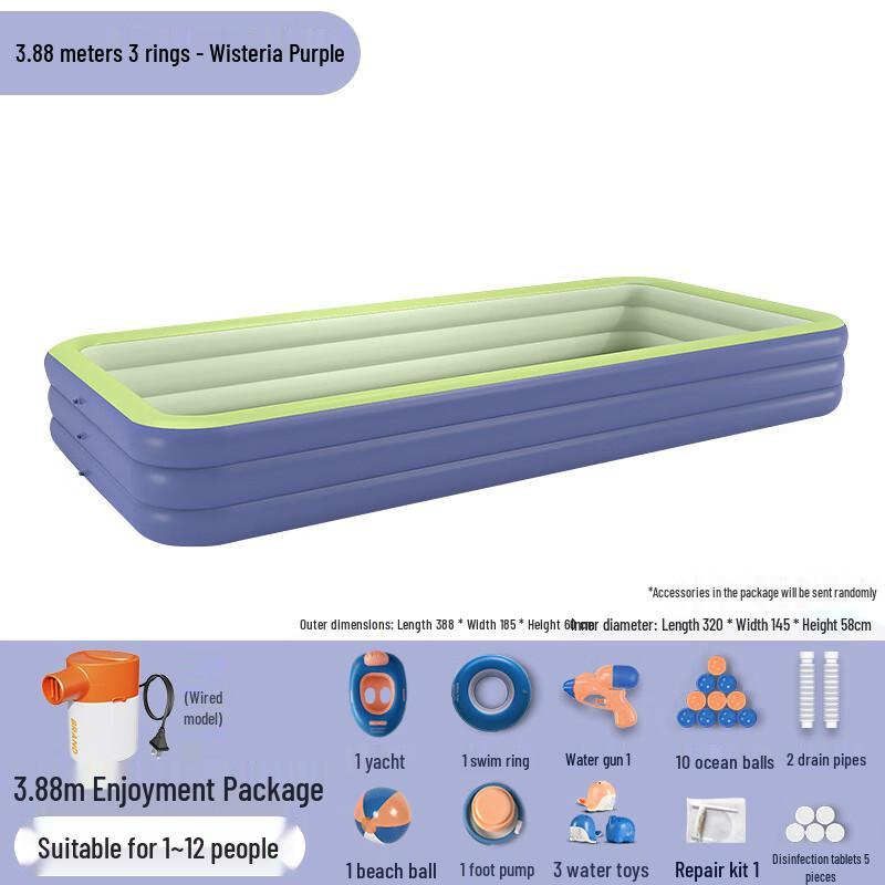 Shallow Jade 3.88M 3-Layer Inflatable Outdoor Swimming Pool