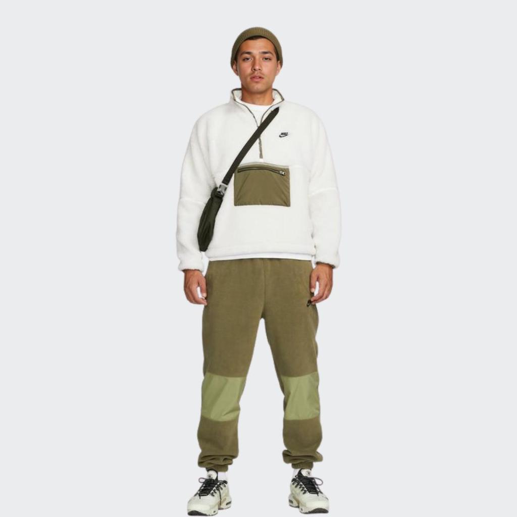 Nike Club Winter Half Zip Fleece Jacket White Olive DQ4881-133