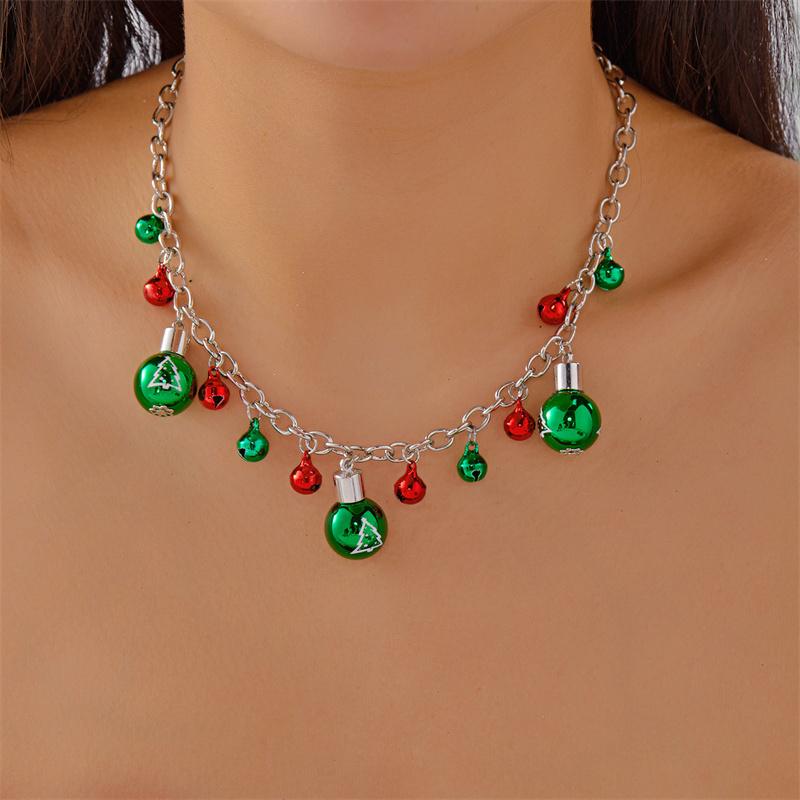 

Fashion Christmas Metal Chain Necklace For Women Crystal Zircon Elk Santa Claus Snowman Bell Xmas Tree Pendant Choker Zircon