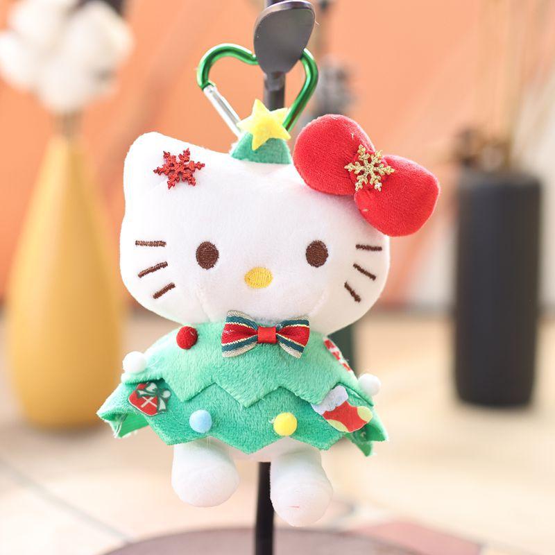 1Pcs Cute Christmas Kt Cat Keychain Kawaii Hello Kitty Plush Doll Toys Pendant Bag Decoration Christmas Gifts