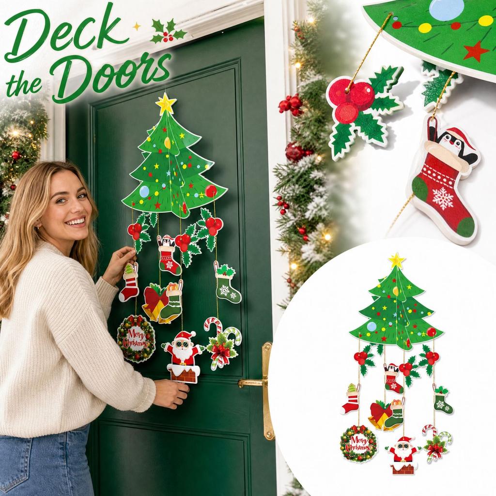 3D Christmas Tree Door Hanger Festive Front Door Decoration for Holiday