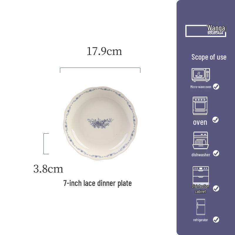 Shunxiang Blue Fog Flower Ceramic Tableware Set: Retro High-End Rice Bowl Plate for Luxurious Dining.