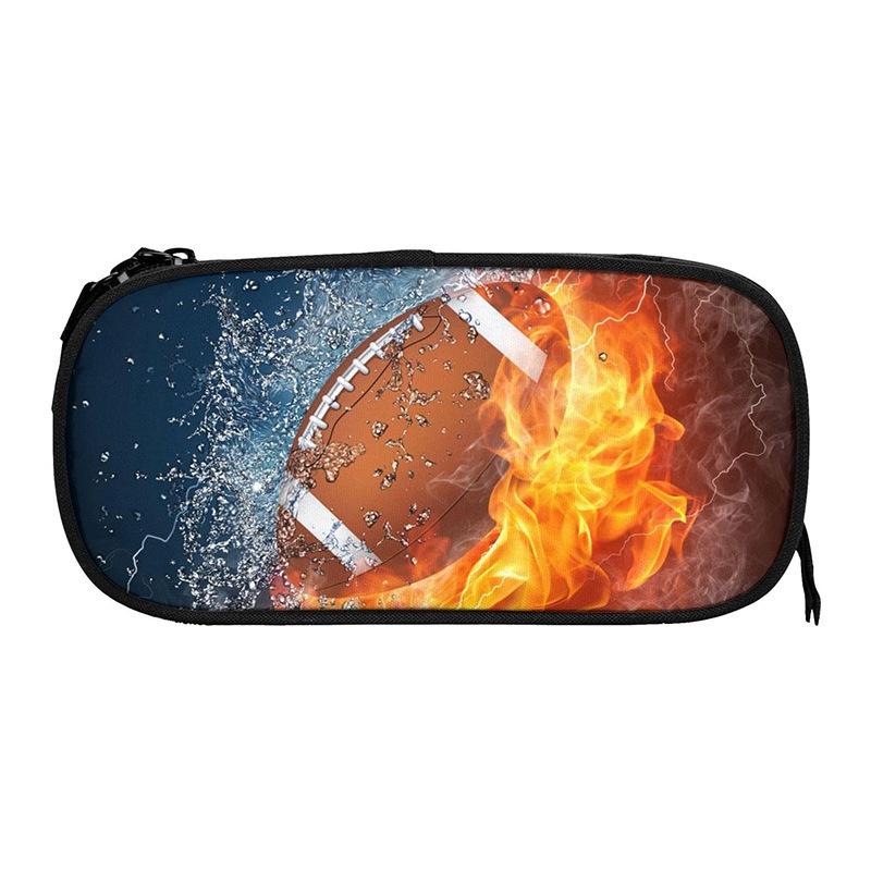 Grenzüberschreitendes Sport-Federmäppchen: Basketball, Fußball, Blitz, Eis, Feuer Muster, Mehrfachteilige Cartoon-Schreibwarentasche
