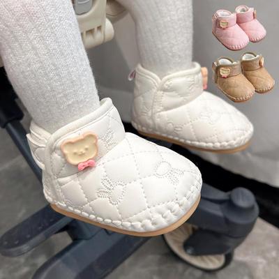 Winter Plus Velvet Newborn Cotton Shoes, Soft Sole Pre-Walking Shoes for 0-2 Year Old Boys and Girls