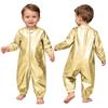 Kleinkind Baby Jungen Mädchen Metallischer Strampler Rundhals Langarm Reißverschluss Vorne Overall für Geburtstag Mottoparty Fotografie