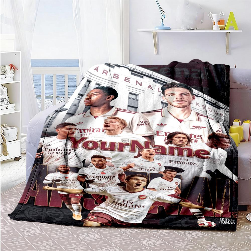 Arsenal Personalized Text Blanket Gift Customizable Blanket Warmthful Decor Great for Office Chair Seaside Picnics Couch Ideal for All Seasons