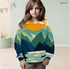 Girls Long Sleeve Hooded Pullover Cartoon Avocado Printed White Casual Sweatshirt