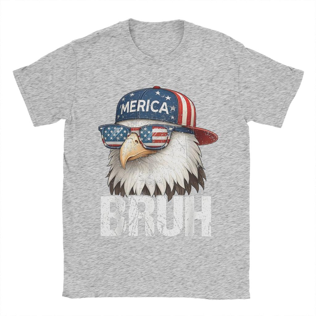 Herren T-Shirts Bruh Vierter 4. Juli Adler Amerikanisch Patriotisch Cool Reines Baumwoll-T-Shirt T-Shirt Rundhals Kleidung Geschenk