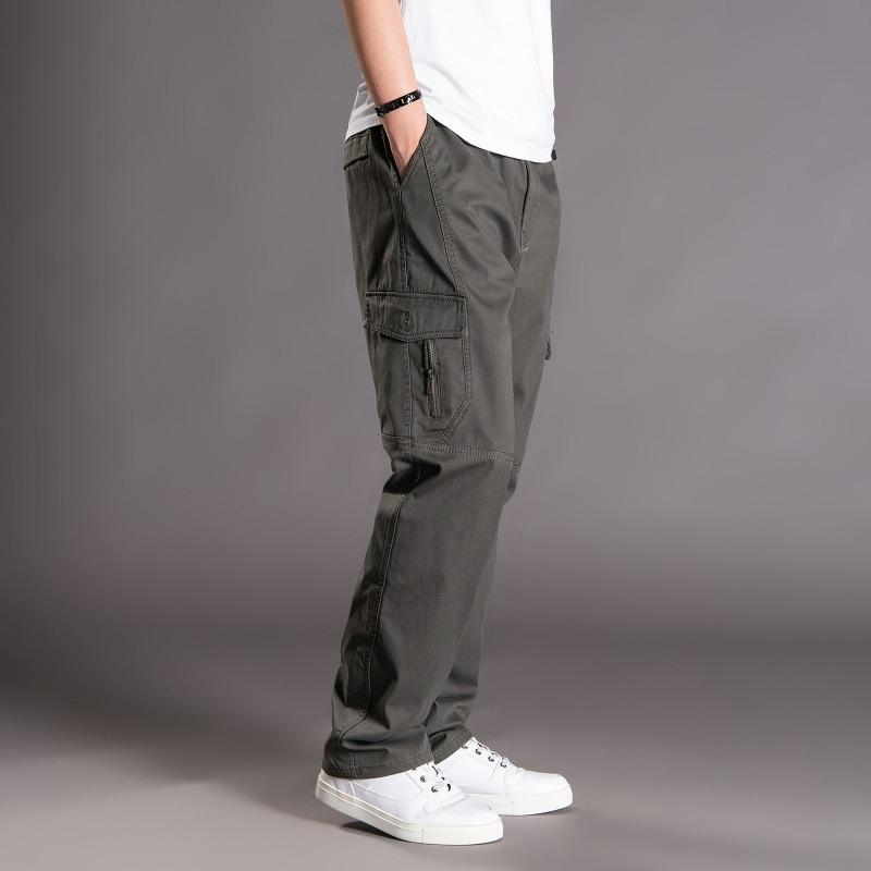 Men's Pants Loose Large Size Straight-leg Pants Men's Pants Autumn and Winter Pure Cotton Tooling Casual Long Pants