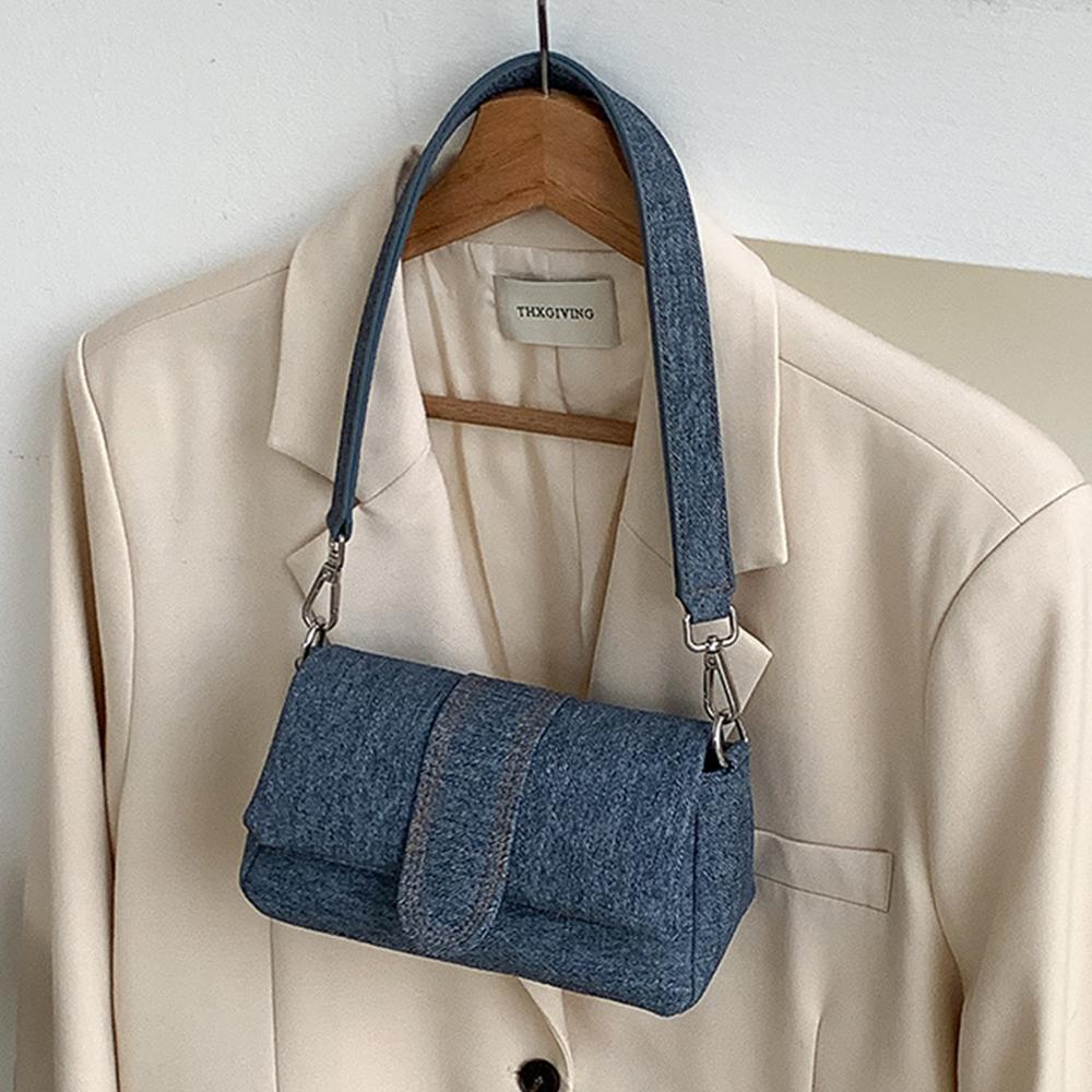 Casual Denim Women Shoulder Bag Fashion Small Canvas Handbags  Armpit Bags for Women  Cover Phone Flap Purses