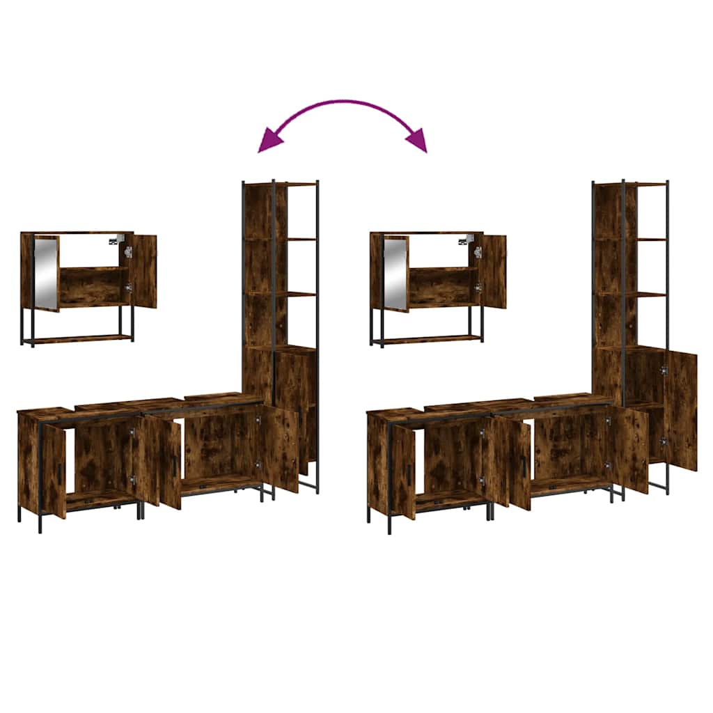 4 piece bathroom furniture set smoked oak wood based material