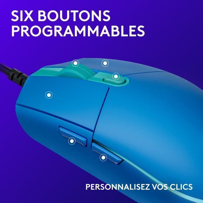 Souris gamer - Filaire - Logitech G - G203 - Bleu