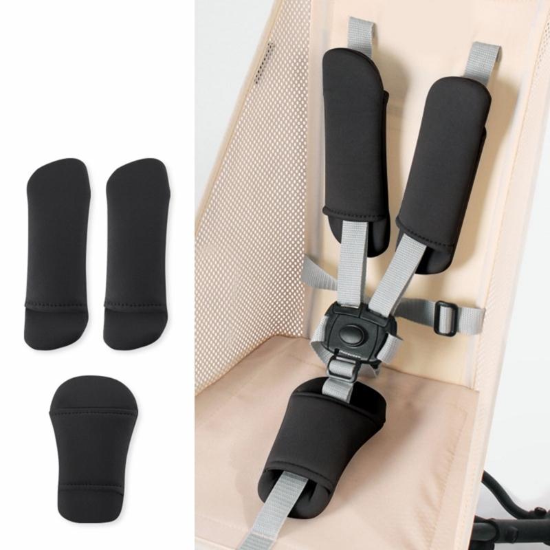 3Pcs Soft Resin Cotton Strollers Cushion Set With Shoulder Pads And Front Crotch Protector For Infant Safety