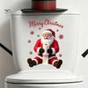 Festive Party Wall Murals Santa Claus Toilet Sticker, Waterproof PVC Christmas Bathroom Decal for Decorative Snowflake Appliques Home Decoration,