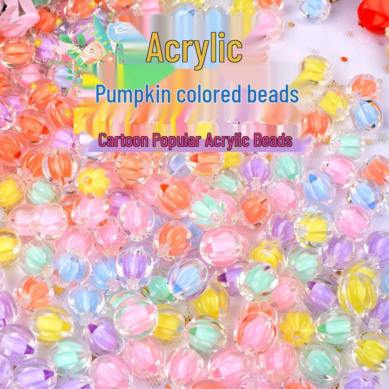 Acrylic Pumpkin Beads: 10mm Loose Beads for DIY Bracelets - New 2024 Style