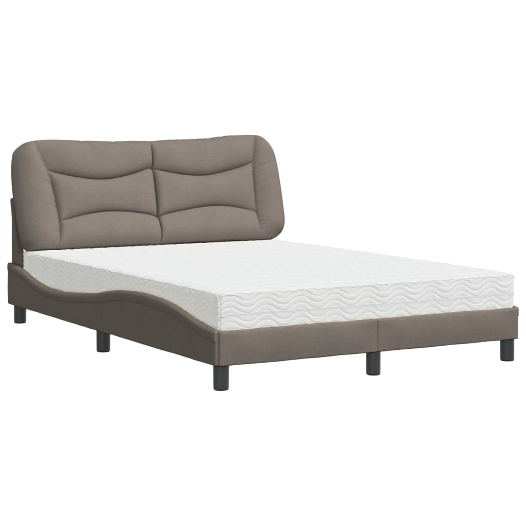 Vidaxl Łóżko Z Materacem, Taupe, 120X200 Cm, Obite Tkaniną