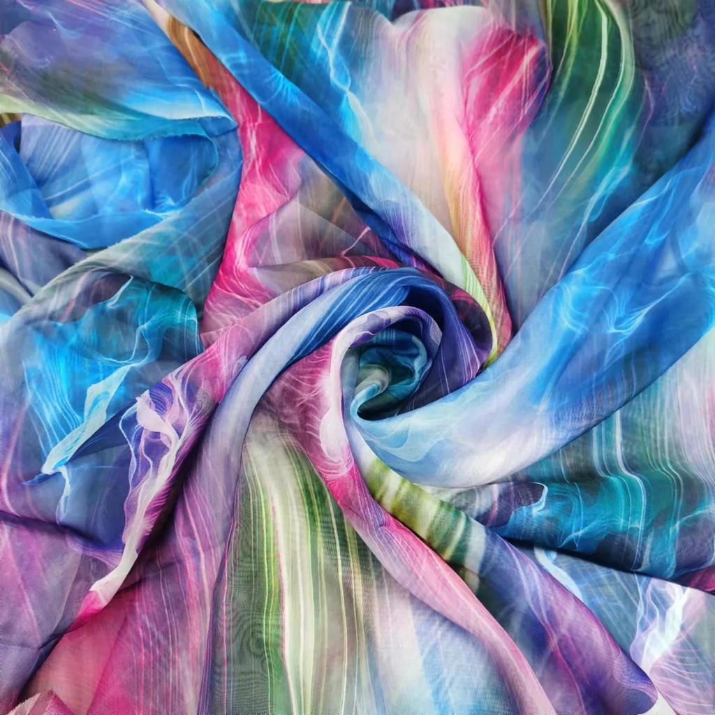Tessuto chiffon elegante 2/4/6M 30D semi trasparente tessuto sfumato di colore per fai da te cucito Hanfu abito estivo gonna camicia velo