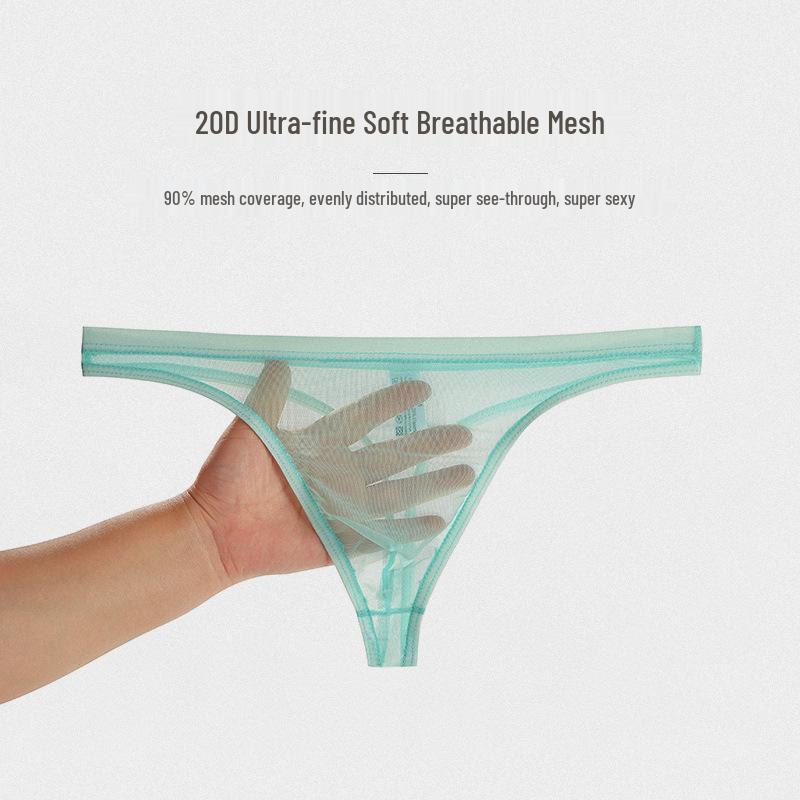 Youye Men's Mesh Transparent Thong - Ultra-Thin, Nude Feel, Breathable and Trendy Summer Briefs