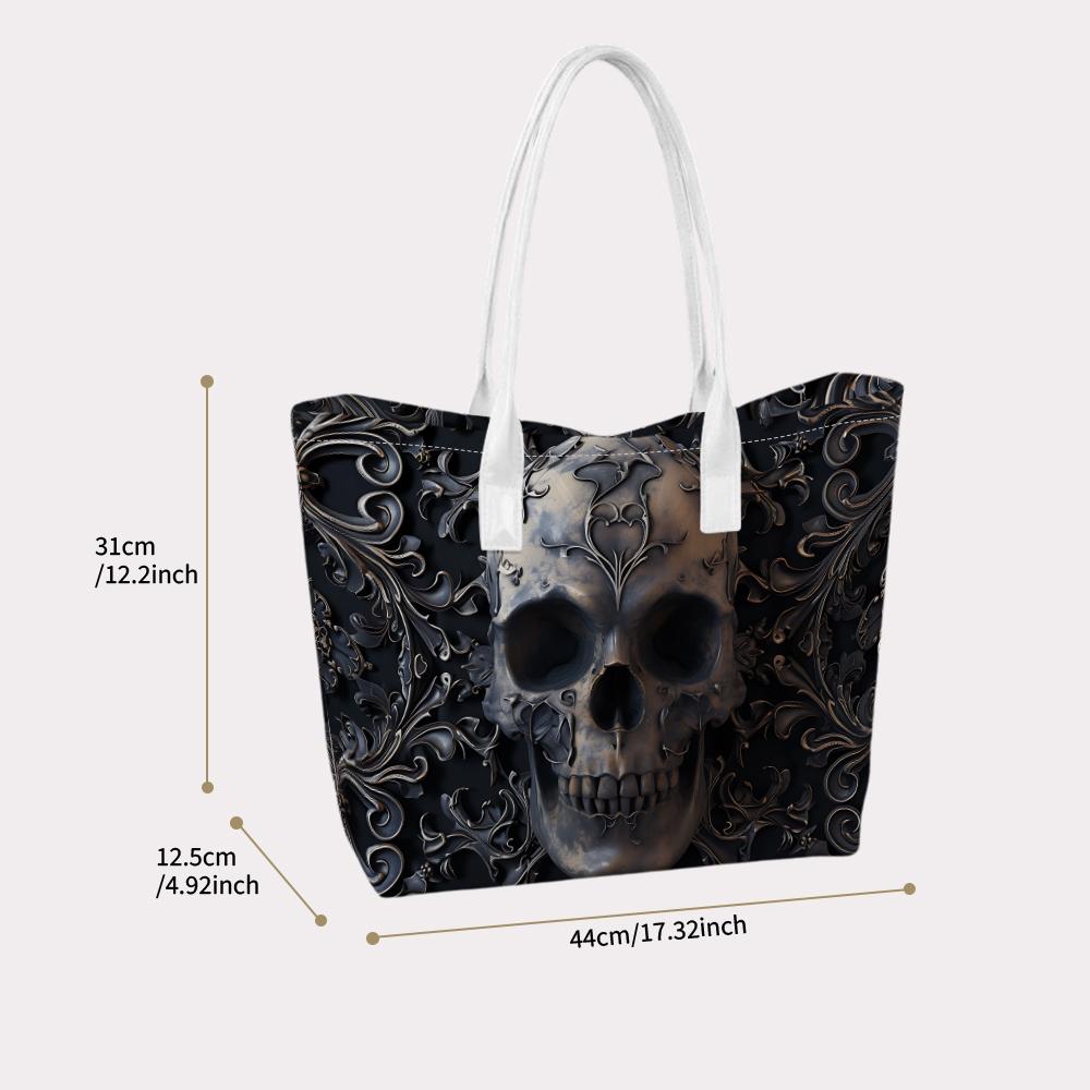 Gothic Skull Pattern Fashion Tote Bag Large Capacity Daily Shoulder Bag for Outings