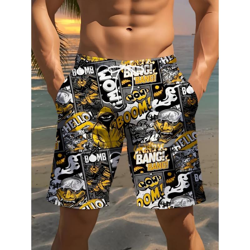 Summer Men's Lightweight Breathable 3D Printed Beach Shorts Summer Casual Swimwear for Outdoor Activities
