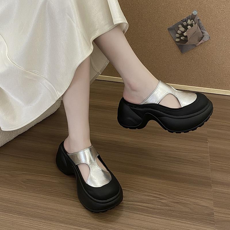 Small thick-soled bag head slippers women's new one-pedal lazy outer wear casual fashion versatile cool slippers