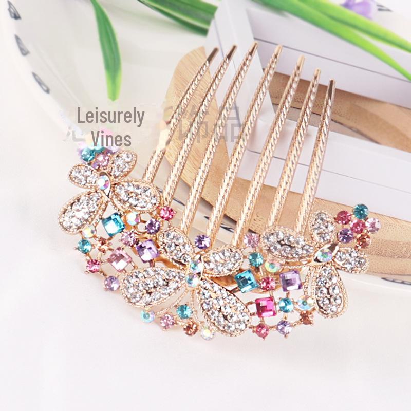 Μεταλλική Χτένα Μαλλιών με Επτά Δόντια και Στρας και Φουρκέτα - Κορεατικό Στυλ